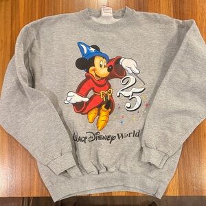 EUC Vintage Disney Gray 25th Anniversary wizard Mickey Sweater sz xl